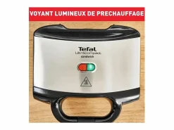 Tefal Croque-monsieur SM155212 ultracompacto 700W acero inoxidable antiadherente con mango termorresistente y bloqueo de seguridad Plateado New