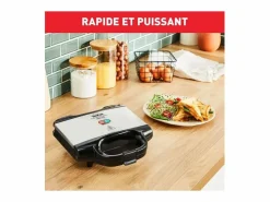 Tefal Croque-monsieur SM155212 ultracompacto 700W acero inoxidable antiadherente con mango termorresistente y bloqueo de seguridad Plateado New