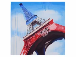 MCW Cuadro al óleo Torre Eiffel pintado a mano Multicolor