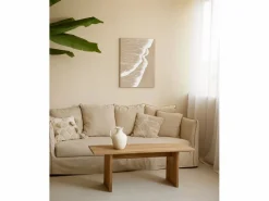 Cuadro decorativo sobre lienzo de lino con marco de madera marrón oscuro pintado artesanalmente con pintura al oleo de 100x150cm - ADRIANA -^DECOWOOD Discount