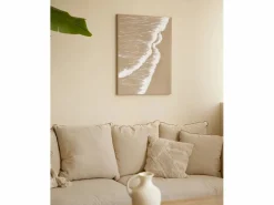 Cuadro decorativo sobre lienzo de lino con marco de madera marrón oscuro pintado artesanalmente con pintura al oleo de 100x150cm - ADRIANA -^DECOWOOD Discount