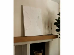 DECOWOOD Cuadro decorativo sobre lienzo de algodón con marco de madera negro pintado artesanalmente con pintura al oleo de 100x150cm - LEO - Beige Outlet