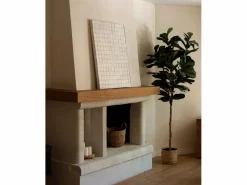 DECOWOOD Cuadro decorativo sobre lienzo de algodón con marco de madera blanco pintado artesanalmente con pintura al oleo de 100x150cm - JAN - Beige New