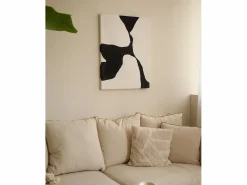 Cuadro decorativo sobre lienzo de algodón con marco de madera marrón oscuro pintado artesanalmente con pintura al oleo de 80x100cm - MISIA -^DECOWOOD Outlet