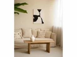 Cuadro decorativo sobre lienzo de algodón con marco de madera marrón oscuro pintado artesanalmente con pintura al oleo de 80x100cm - MISIA -^DECOWOOD Outlet