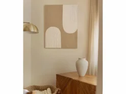 DECOWOOD Cuadro decorativo sobre lienzo de lino con marco de madera blanco pintado artesanalmente con pintura al oleo de 60x80cm - NIKI - Multicolor Best
