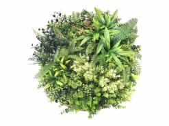 OZAIA Panel De Pared|Cuadro vegetal sintético redondo . D.50cm . Marco natural, follaje . BOISI