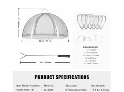 Materiales Y Utensilios De Cocina|Cubierta SucceBuy de Protección Antichispas para Hogar Redondo de Leña de 76.2cm en Acero Inoxidable, Accesorios Redondos para Anillo de Hogar al Aire Libre