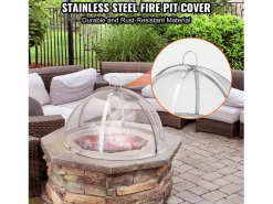 Materiales Y Utensilios De Cocina|Cubierta SucceBuy de Protección Antichispas para Hogar Redondo de Leña de 76.2cm en Acero Inoxidable, Accesorios Redondos para Anillo de Hogar al Aire Libre