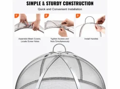 Materiales Y Utensilios De Cocina|Cubierta SucceBuy de Protección Antichispas para Hogar Redondo de Leña de 76.2cm en Acero Inoxidable, Accesorios Redondos para Anillo de Hogar al Aire Libre