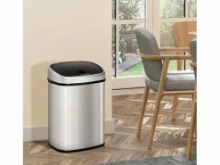 Cubo de basura automático con sensor infrarrojo, acero inoxidable, 58L, color plata (40,9x28,9x68 cm) Plateado New