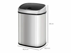 Cubo de basura automático con sensor infrarrojo, acero inoxidable, 58L, color plata (40,9x28,9x68 cm) Plateado New