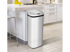 Cubo De Basura Para Cocina|Cubo de basura automático con sensor, acero inoxidable, 50L, diseño moderno (33x25x84 cm)