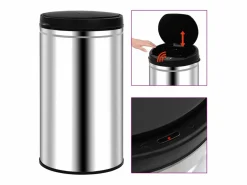 Helloshop26 Cubo De Basura Para Cocina|Cubo de basura automático con sensor de acero inoxidable de 60 litros color plata 02_0006113