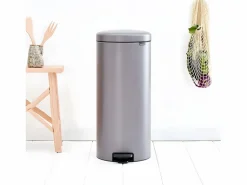 Cubo de Basura con Pedal NewIcon 30L Platinum Código G Metálico 30L Cierre Silencioso Antiolor^Brabantia Hot
