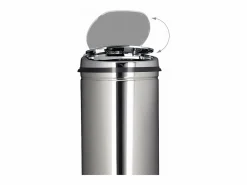 Helloshop26 Cubo de basura de acero inoxidable 50 litros cubo de basura metálico 80 cm de alto 30 cm de diámetro tapa redonda color plata 13_0002329 Gris Hot