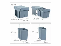 Cubo de basura de cocina ABS de 3 compartimentos 13_0002324^Helloshop26 Online