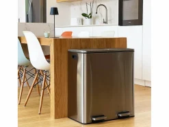 Kitchen Move Cubo de basura de cocina de reciclaje 60L MAJOR Plateado