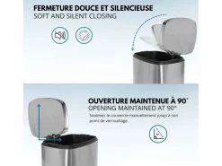 Kitchen Move Cubo de basura de cocina de pedal 50L ADMIRAL Plateado Best