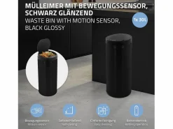 ML-DESIGN Cubo De Basura Para Cocina|Cubo de basura 30L papelera con sensor movimiento cesta con pantalla LED