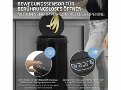 ML-DESIGN Cubo De Basura Para Cocina|Cubo de basura 30L papelera con sensor movimiento cesta con pantalla LED