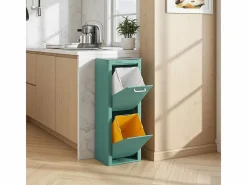 Don Hierro Cubo de basura para la cocina - Cubo de reciclaje - 2 compartimentos de 20L - CUBEK Azul turquesa New