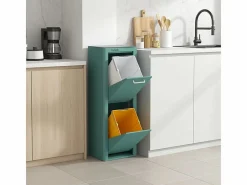 Don Hierro Cubo de basura para la cocina - Cubo de reciclaje - 2 compartimentos de 20L - CUBEK Azul turquesa New