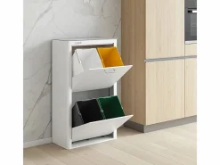 Don Hierro Cubo de basura para la cocina - Cubo de reciclaje - 4 compartimentos de 20L - CUBEK Blanco Outlet