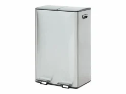 Vente-unique Cubo De Basura Para Cocina|Cubo de clasificación de basura con pedal en acero inoxidable, 2 compartimentos de 30L, Cromado, GANEM
