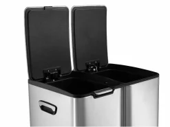 Vente-unique Cubo de reciclaje de acero inoxidable con pedal - 3 compartimentos - 60L - DUMEO Plateado Sale