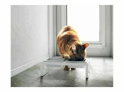 Yamazaki Cuenco de diseño doblemente elevado para el gato Tower Blanco Clearance