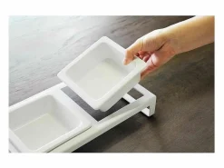 Yamazaki Cuenco de diseño doblemente elevado para el gato Tower Blanco Clearance