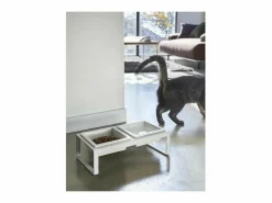 Yamazaki Cuenco de diseño doblemente elevado para el gato Tower Blanco Clearance