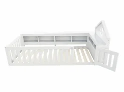 ModernLuxe Cuna bebé 90x200 cm - con almacenamiento - con puerta - con somier de láminas - (colchón no incluido) Blanco Sale