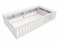 ModernLuxe Cuna bebé 90x200 cm - con almacenamiento - con puerta - con somier de láminas - (colchón no incluido) Blanco Discount