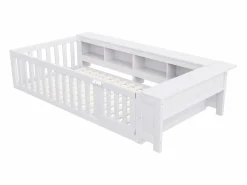 ModernLuxe Cuna bebé 90x200 cm - con almacenamiento - con puerta - con somier de láminas - (colchón no incluido) Blanco Discount