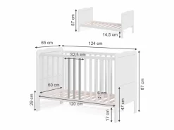 Vicco Cuna 124x65x87 tobi Blanco New