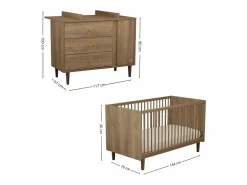 Cuna evolutiva Mokka, Cama evolutiva 140x70 y cómoda - Chêne Mokka^Sauthon Clearance