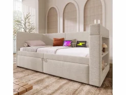 Daybed - 90 x 200 cm + 90 x 190 cm - con cama nido - reposabrazos con USB + almacenaje - madera + algodón + metal -^Merax Sale