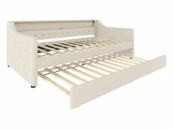 Hauss Spole Cama Diván|Daybed 90x200 cm con cama nido 90x190 cm - LED y USB - Cierre de botones - Tejido de lino
