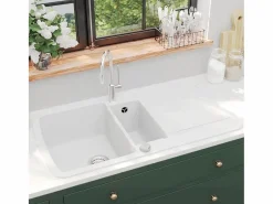 Delgany Fregadero de cocina con dos senos de granito^Garden Furniture Outlet