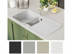 Delgany Fregadero de cocina con dos senos de granito^Garden Furniture Outlet
