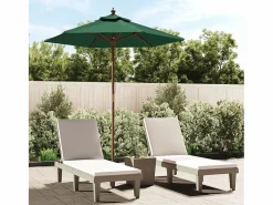 Garden Furniture Delinra Sombrilla de jardín con poste de madera verde 196x231 cm