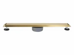 Desagüe lineal Neox Pro 600 Brush Gold de acero inoxidable de alta calidad para un baño elegante y fácil de limpiar^Rea