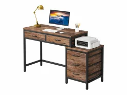 Despacho de ordenador, Mesa de despacho con 5 cajones, Escritorio informático con armario de cajones reversible, Soporte de impresora para el hogar^Tribesigns Online