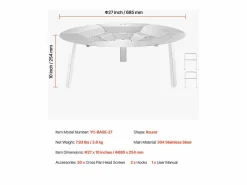 Difusor de Calor SucceBuy para Brasero, 68.5x25.4 cm Protección Redonda para Fogata de Acero Inoxidable 304, Tapa de Quemador Desmontable Plateado Sale