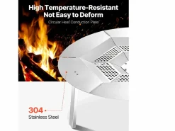 Difusor de Calor SucceBuy para Brasero, 68.5x25.4 cm Protección Redonda para Fogata de Acero Inoxidable 304, Tapa de Quemador Desmontable Plateado Sale