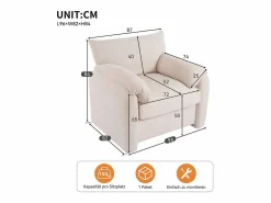 KOMHTOM Sillón|Diseño moderno, tela de chenilla, sillón extragrande, sillón decorativo, sofá individual,