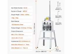 Materiales Y Utensilios De Cocina|Divisor de Masa Manual SucceBuy 40 Piezas, Máquina de Pan de Acero Inoxidable, para Panadería, Restaurante, Comercial