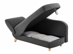 Diván (ángulo derecho) convertible de tela antracita con cojín gris PENELOPE^Vente-unique Hot